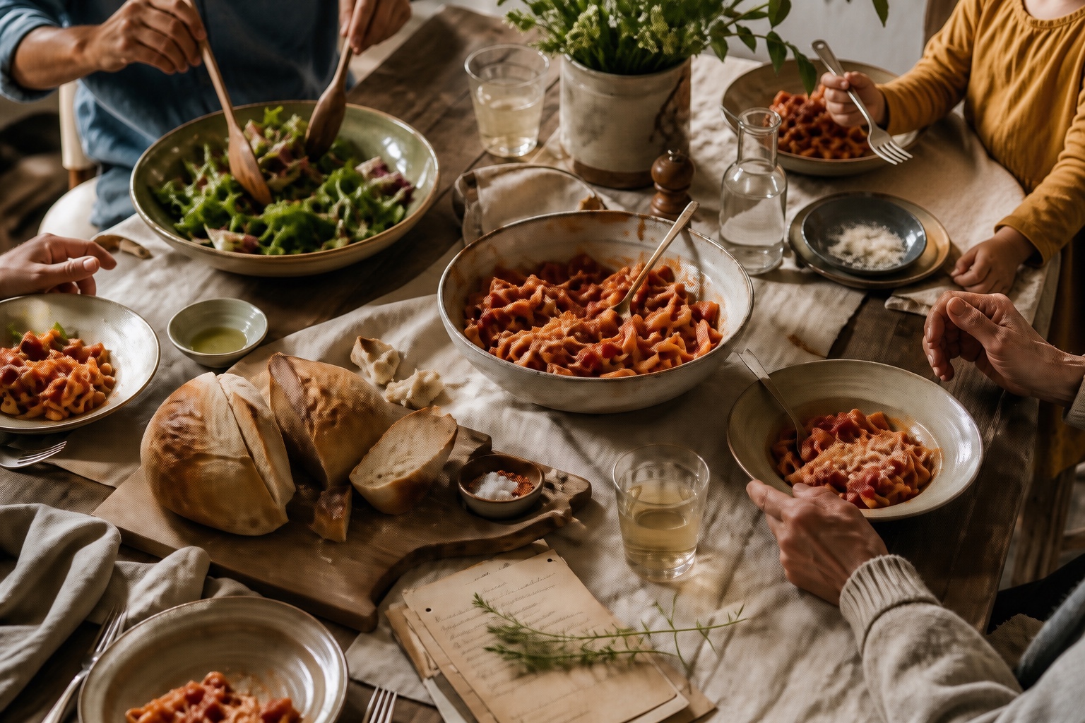 A family-style meal